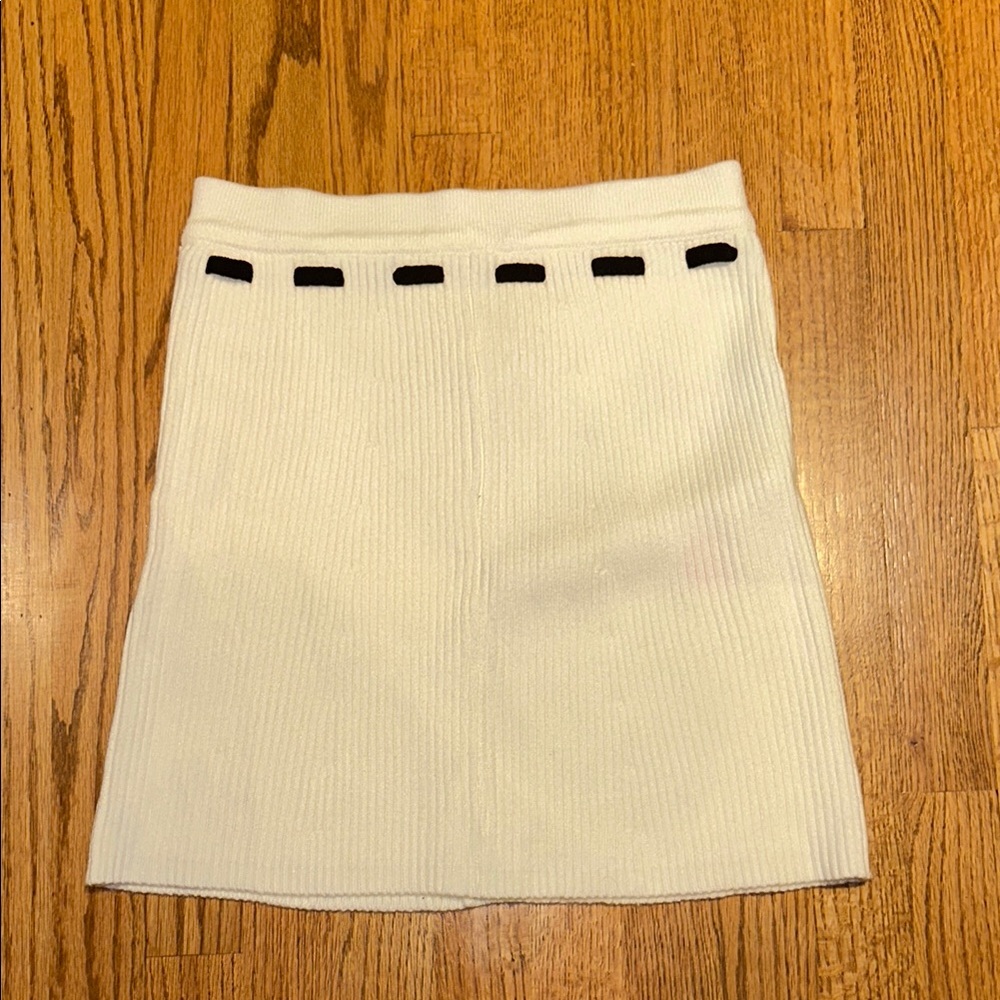 Cider Cream and Black Ribbed Pencil Mini Skirt